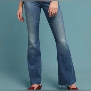 MOTHER Blue Flare Wide Leg Jeans with Vintage Appeal